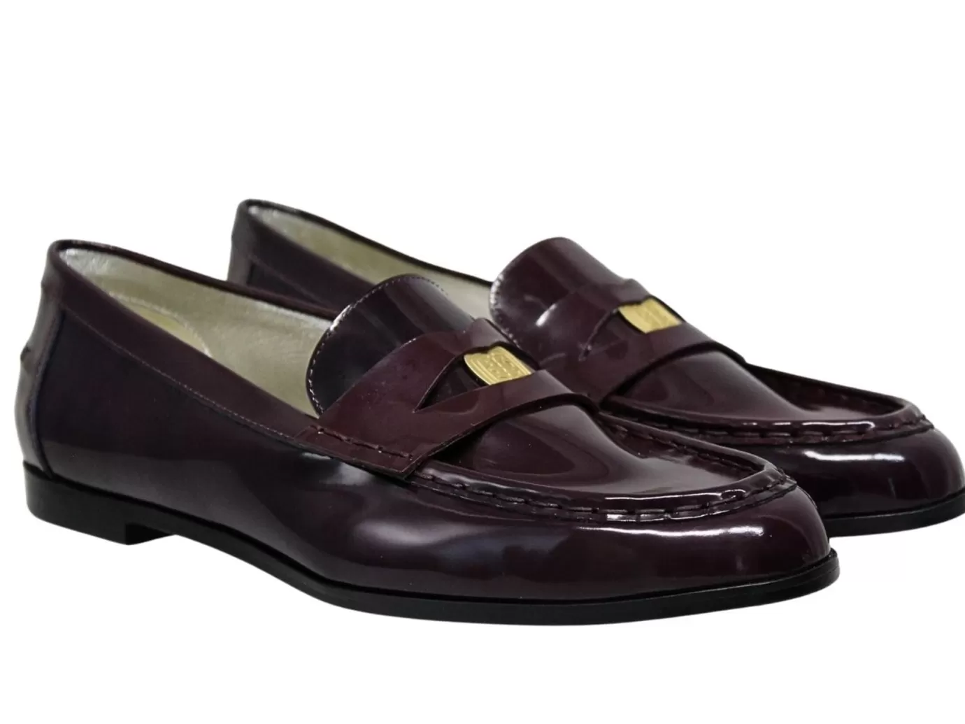 Ines De La Fressange Paris Mocassin Elvire en cuir lisse bordeaux